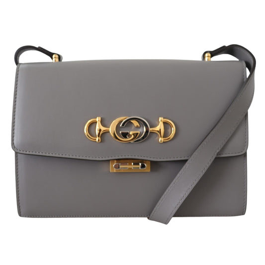 Grey Leather Zumi Shoulder Bag - coffeewithmee2
