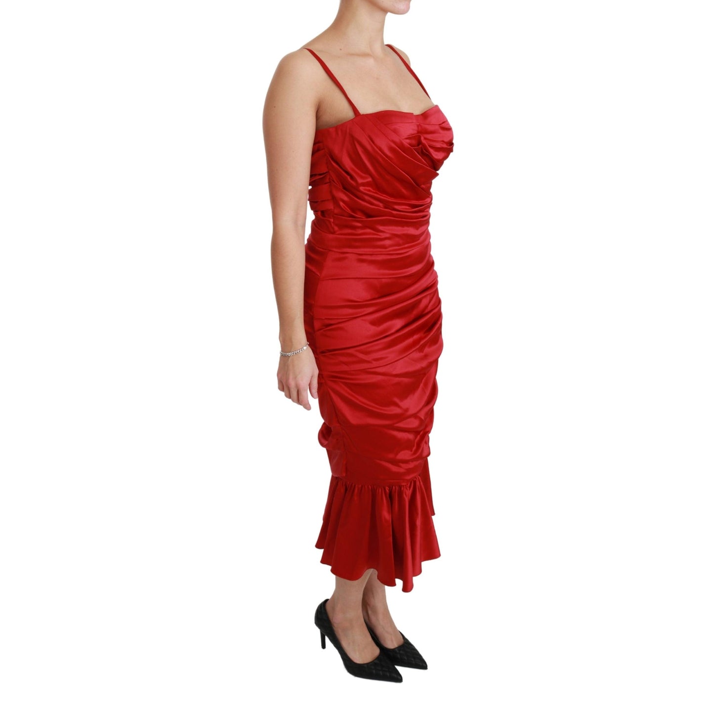 Red Silk Stretch Mermaid Bodycon Dress