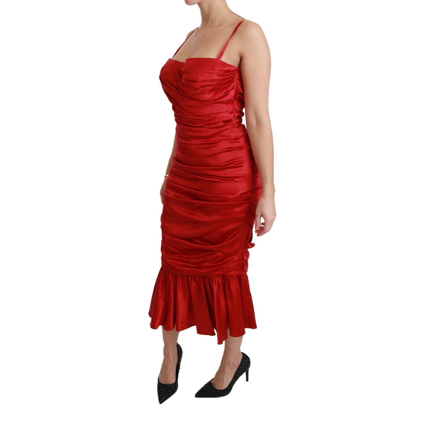 Red Silk Stretch Mermaid Bodycon Dress