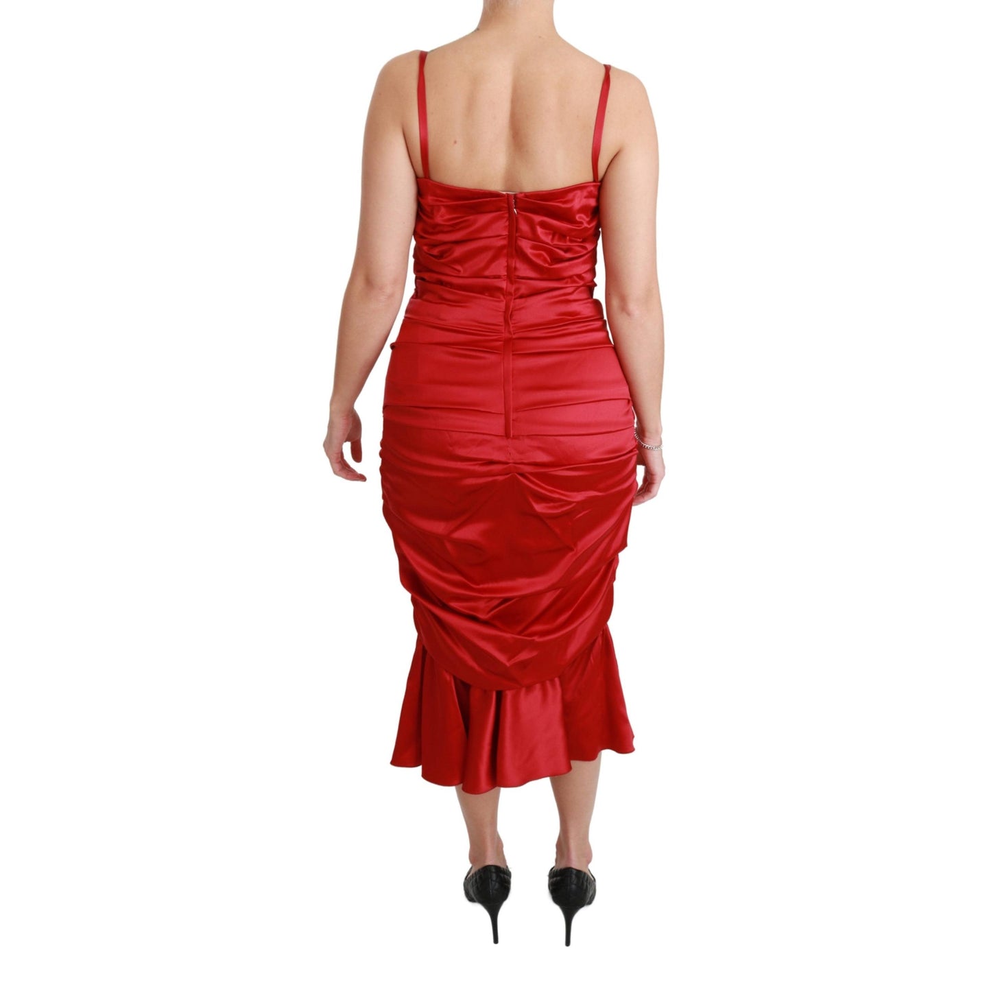 Red Silk Stretch Mermaid Bodycon Dress