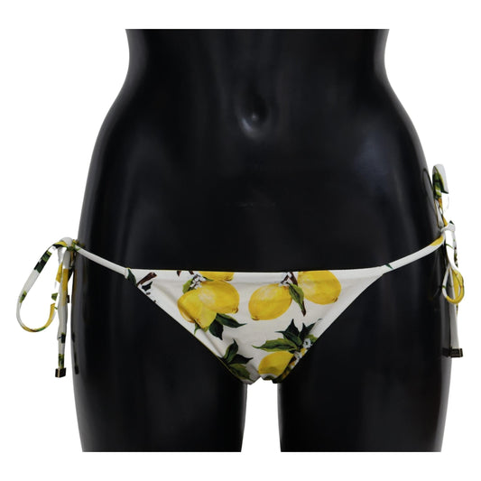 White Lemon Print Bottom Bikini Beachwear Swimsuit