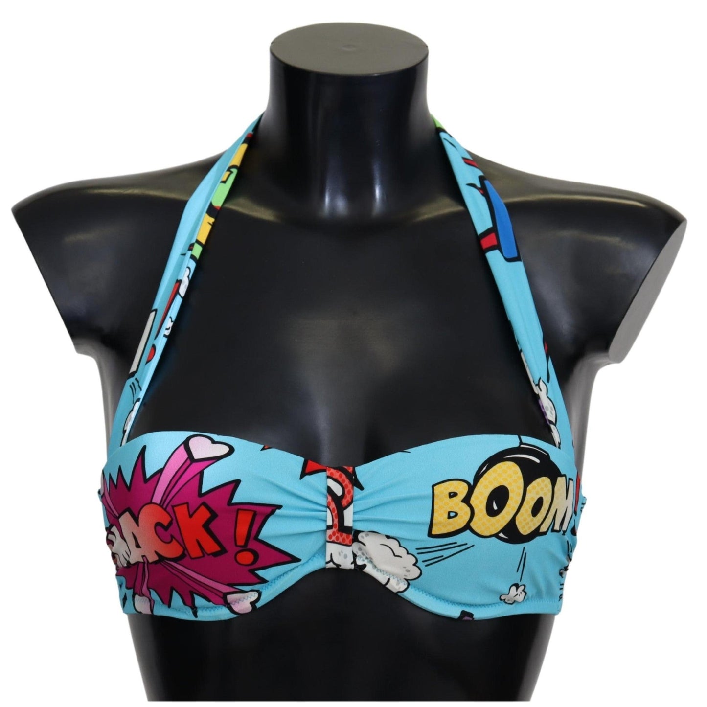 Light Blue Cartoon Print Beachwear Bikini Tops