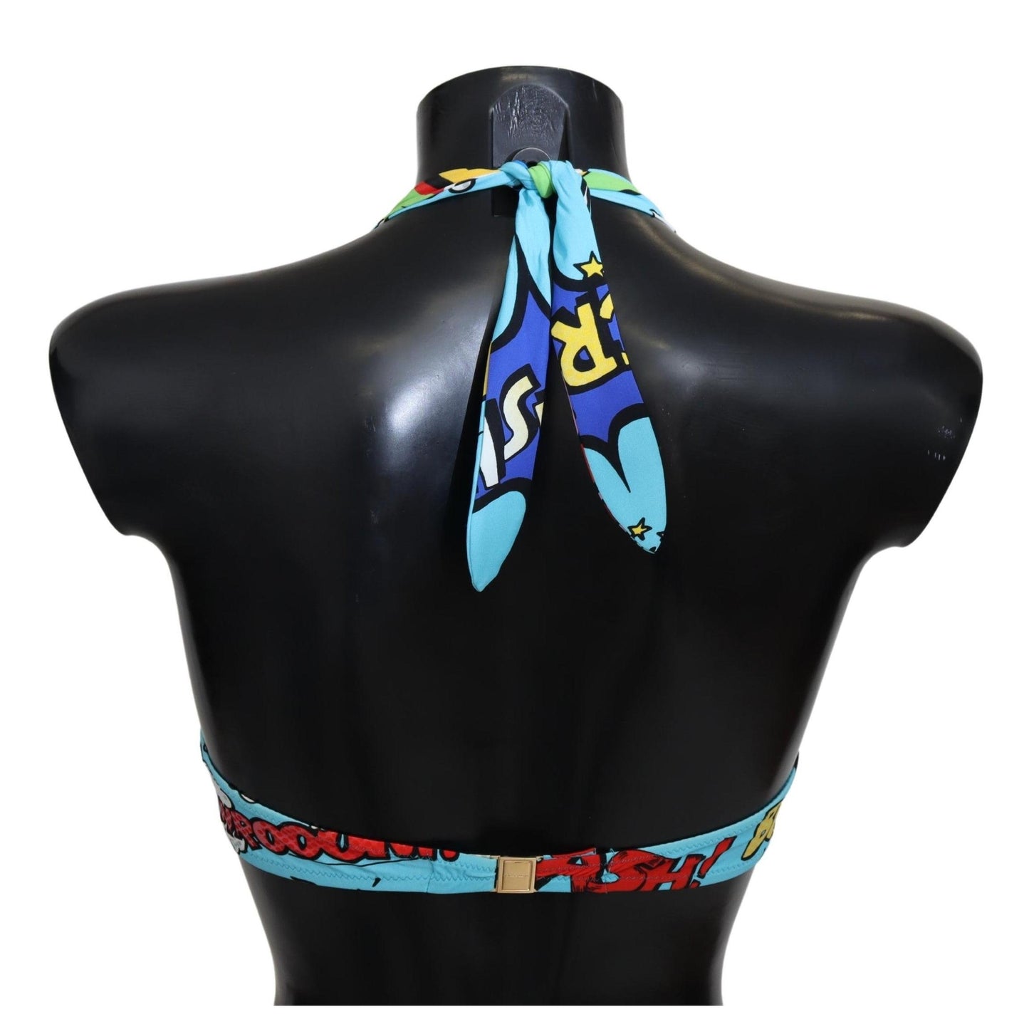 Light Blue Cartoon Print Beachwear Bikini Tops