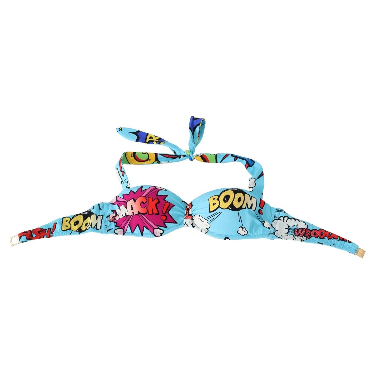 Light Blue Cartoon Print Beachwear Bikini Tops