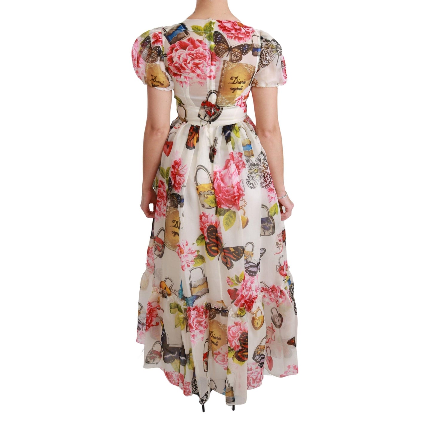 White Silk Butterfly A-Line Shift Gown Dress