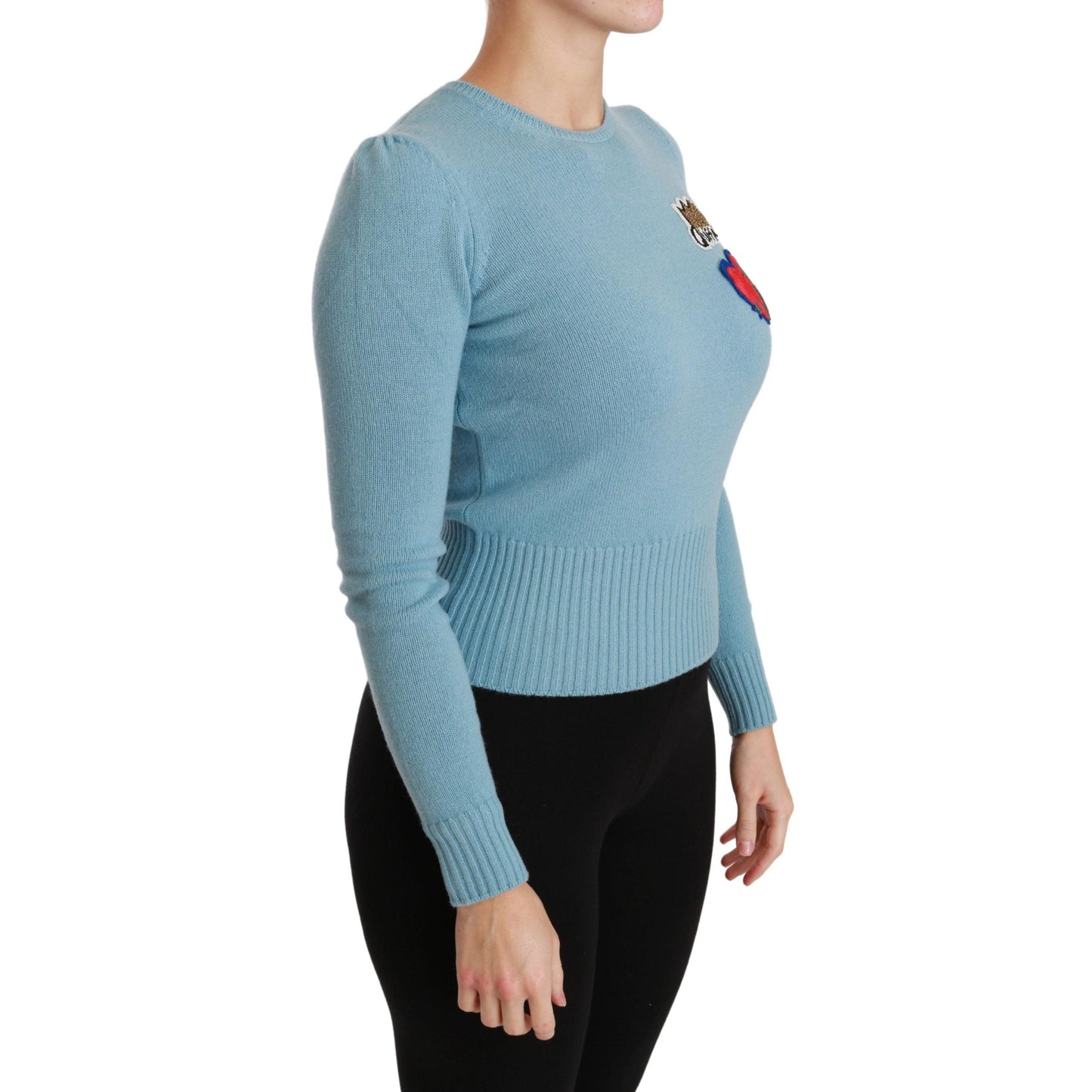 Blue Wool Queen Heart Pullover Sweater