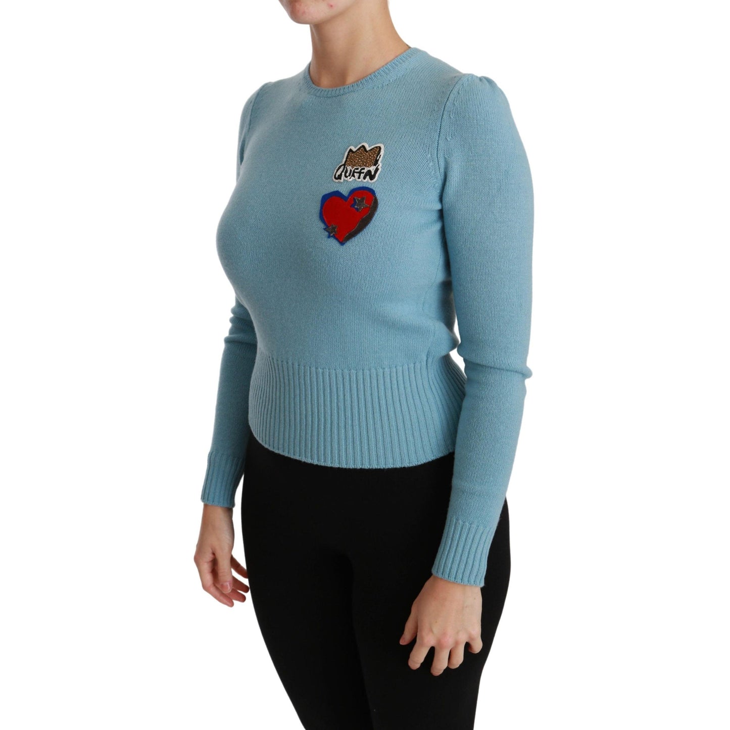 Blue Wool Queen Heart Pullover Sweater