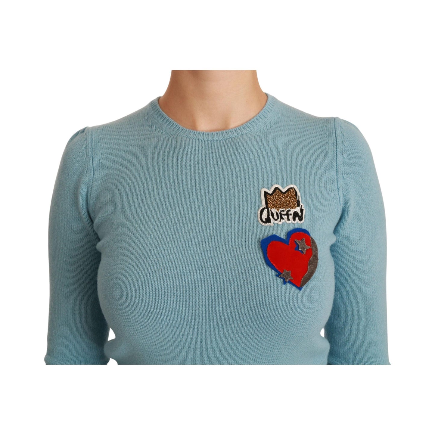 Blue Wool Queen Heart Pullover Sweater