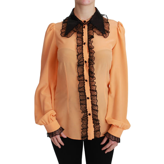 Yellow Silk Sequin Lace Blouse Shirt