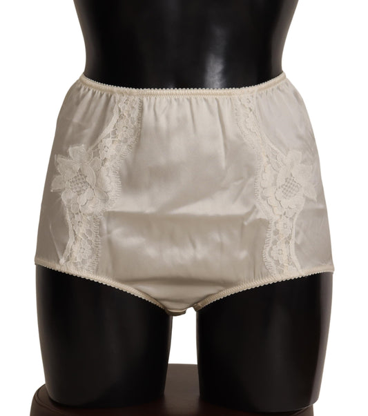 White Silk Stretch Floral Lace Briefs Underwear
