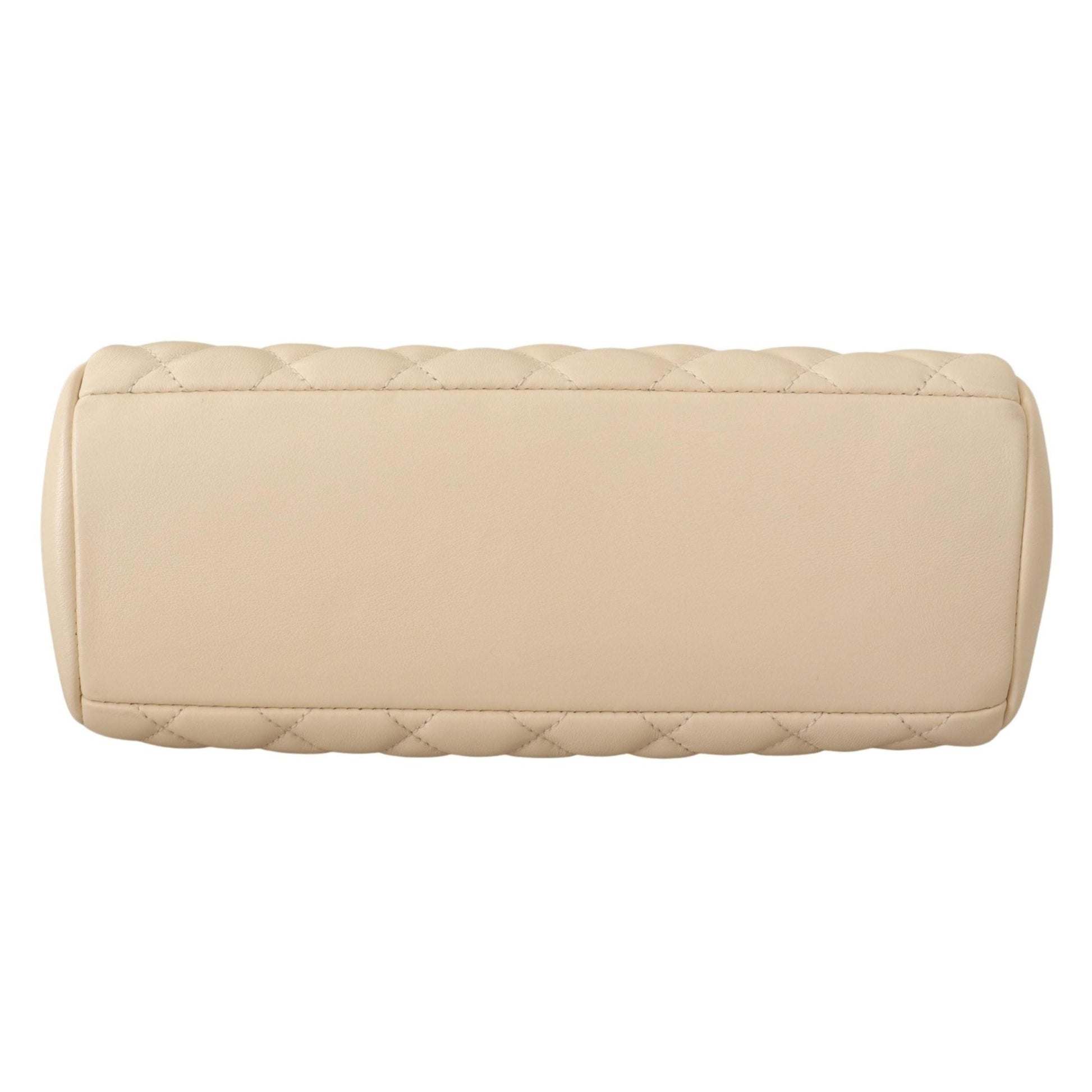 White Quilted Nappa Leather Medusa Tote Handbag - coffeewithmee2