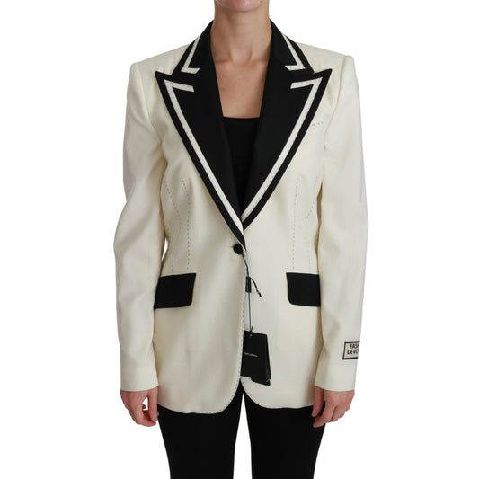 Wool Cream Single Breasted Coat Blazer Jacket