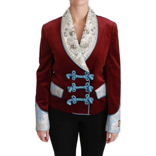 Red Velvet Baroque Crystal Blazer Jacket