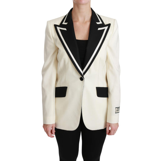 White Black Silk Slim Fit Blazer Jacket