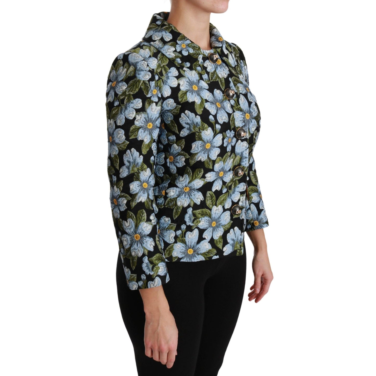 Multicolor Floral Blazer Coat Polyester Jacket