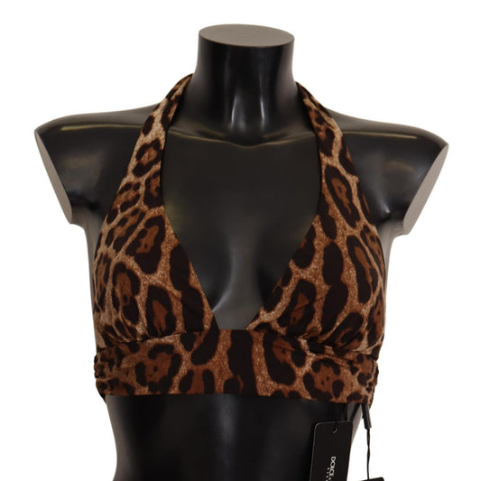 Brown Leopard Print Swimwear Beachwear Bikini Top
