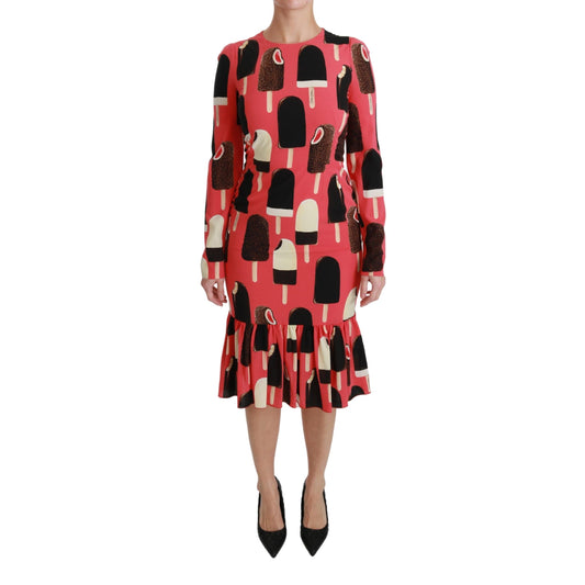 Pink Silk Stretch Ice Cream Sheath Dress