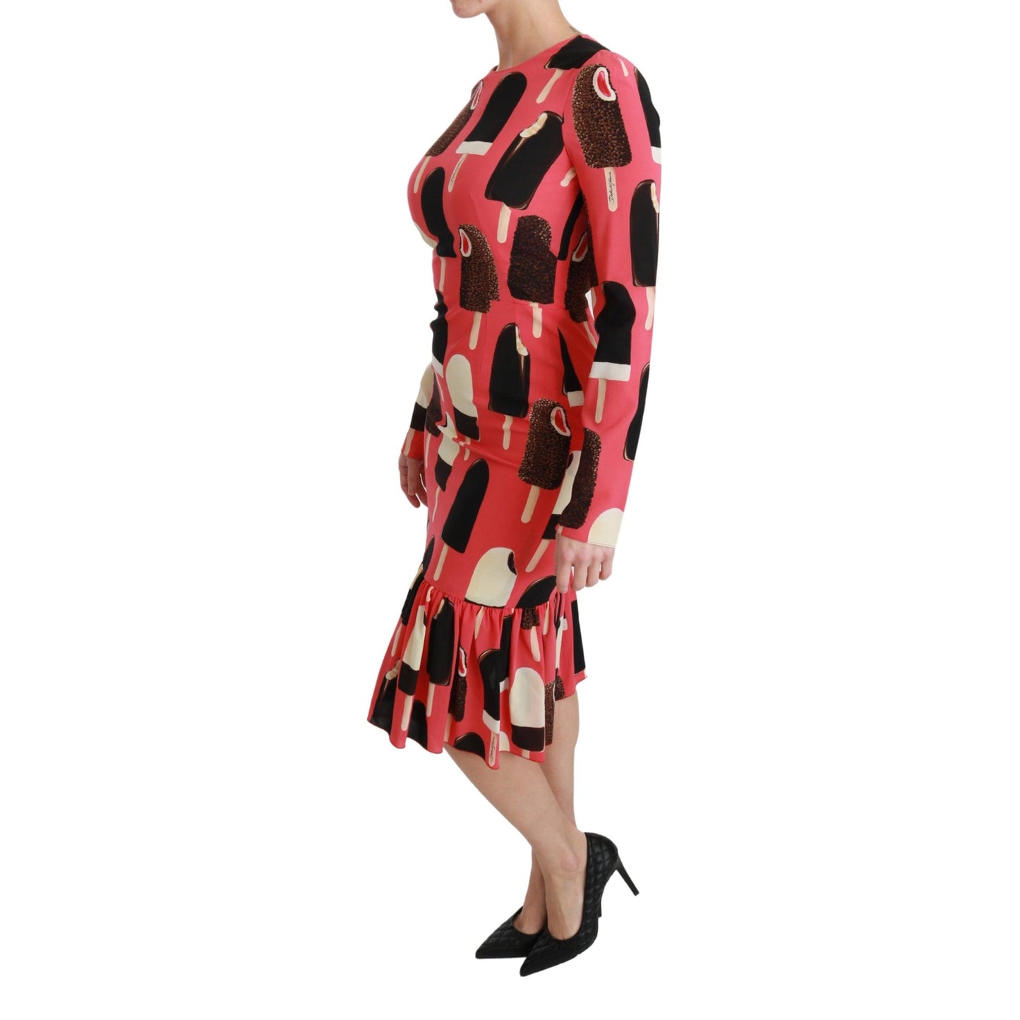 Pink Silk Stretch Ice Cream Sheath Dress
