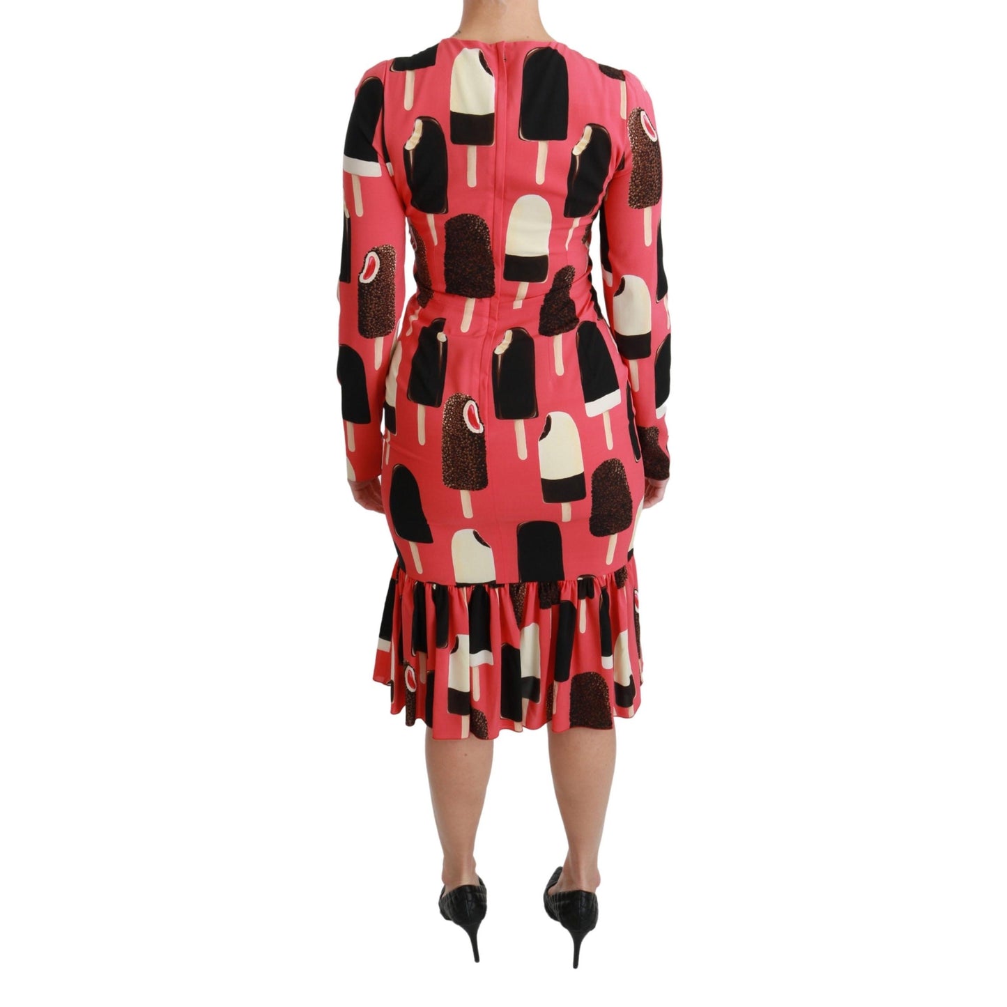 Pink Silk Stretch Ice Cream Sheath Dress