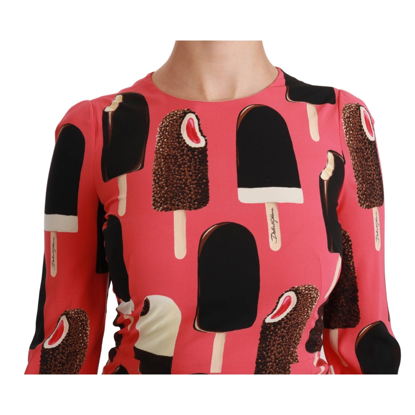 Pink Silk Stretch Ice Cream Sheath Dress