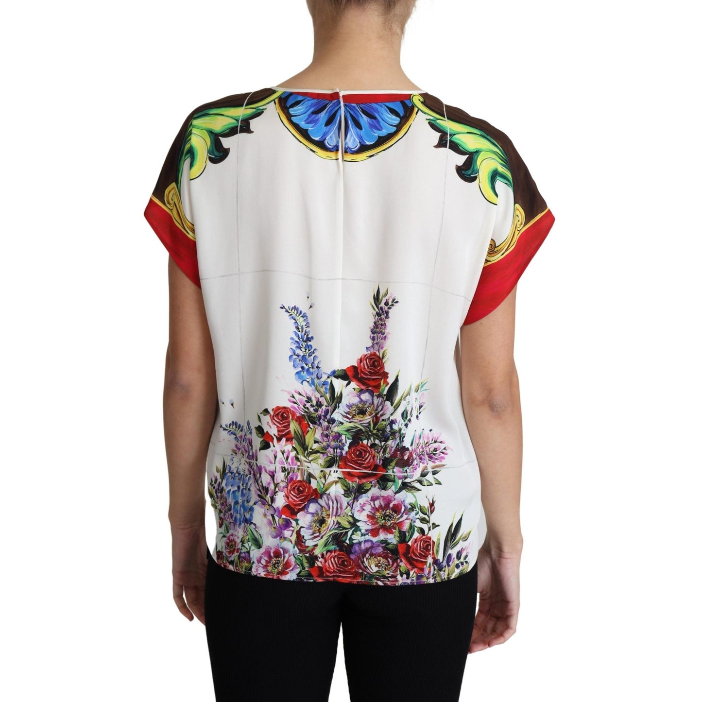 Multicolor Floral Print Cap Sleeve Blouse Top
