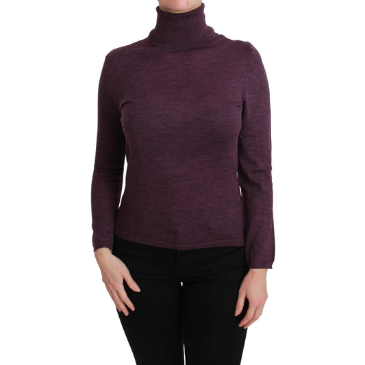 Purple Turtleneck Long Sleeve Pullover Top Wool Sweater