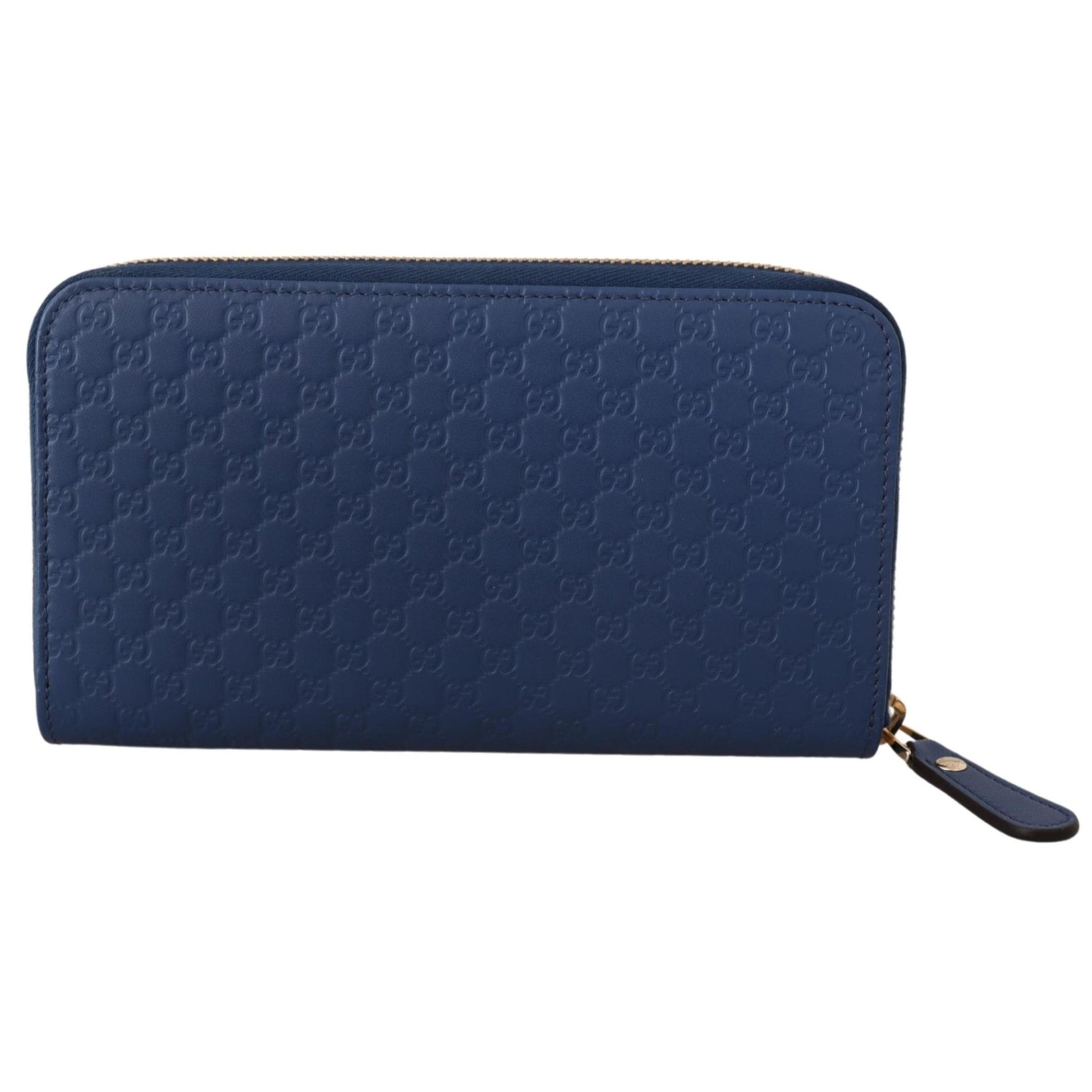 Blue Leather Micro Guccissima Zip Around Wallet - coffeewithmee2