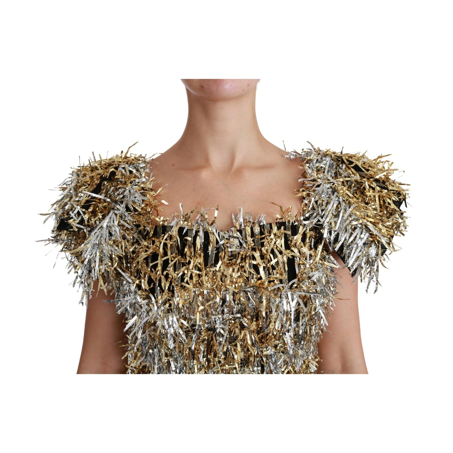 Silver Gold Sheath Mini Shift Gown Dress