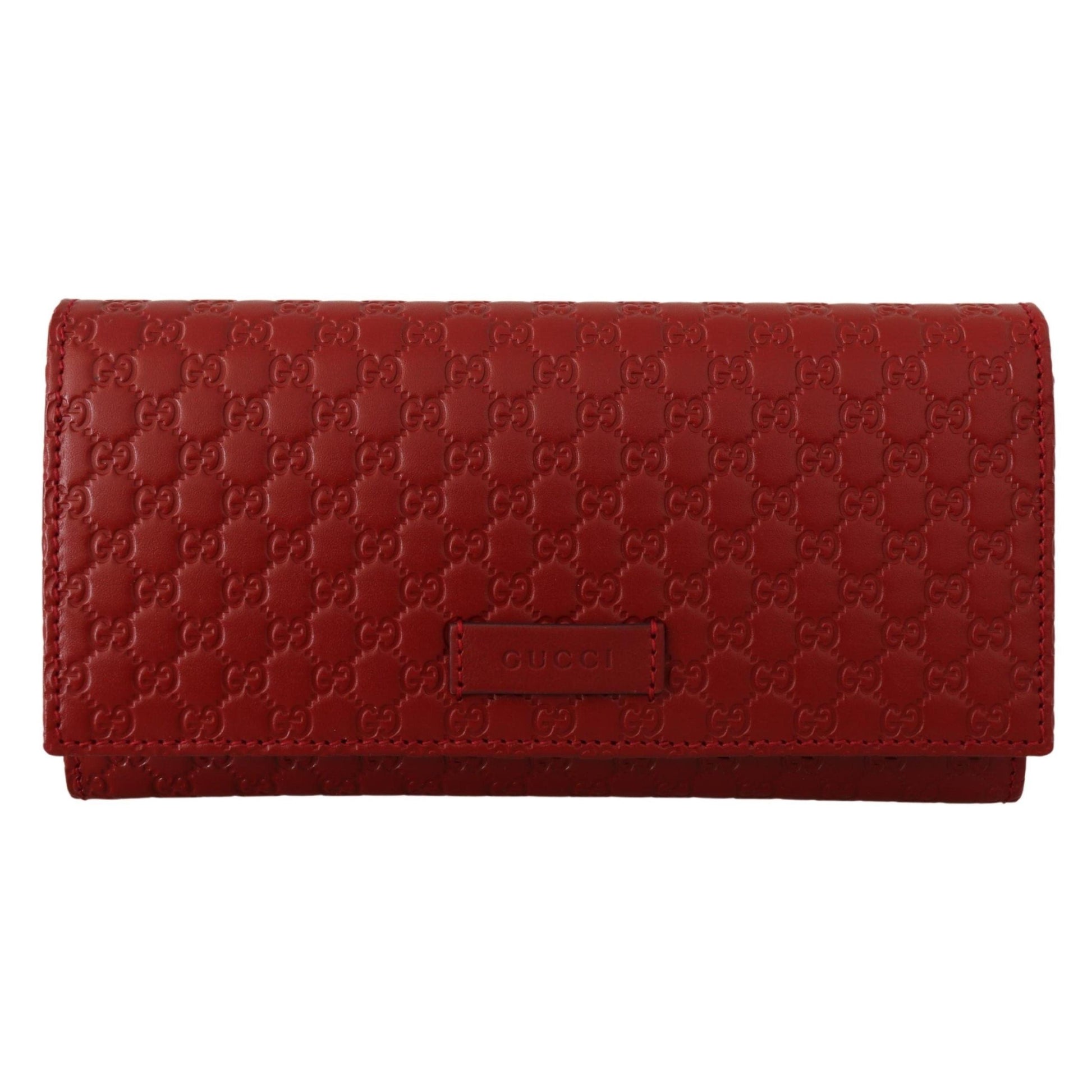 Red Leather Micro Guccissima Long Wallet - coffeewithmee2