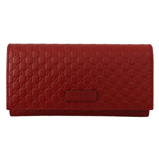 Red Leather Micro Guccissima Long Wallet - coffeewithmee2