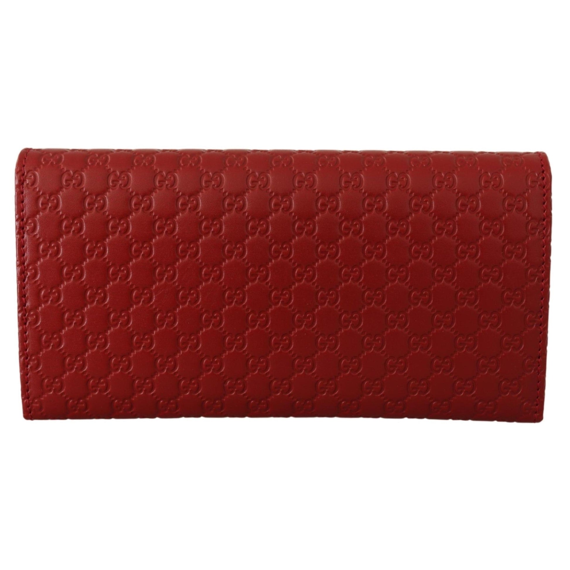 Red Leather Micro Guccissima Long Wallet - coffeewithmee2