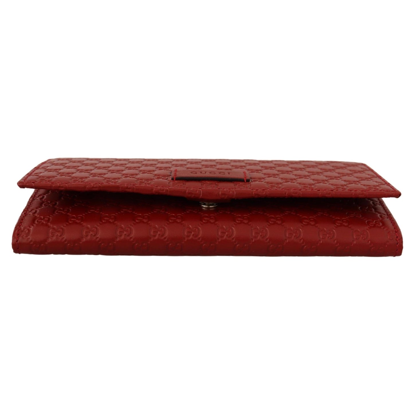 Red Leather Micro Guccissima Long Wallet - coffeewithmee2