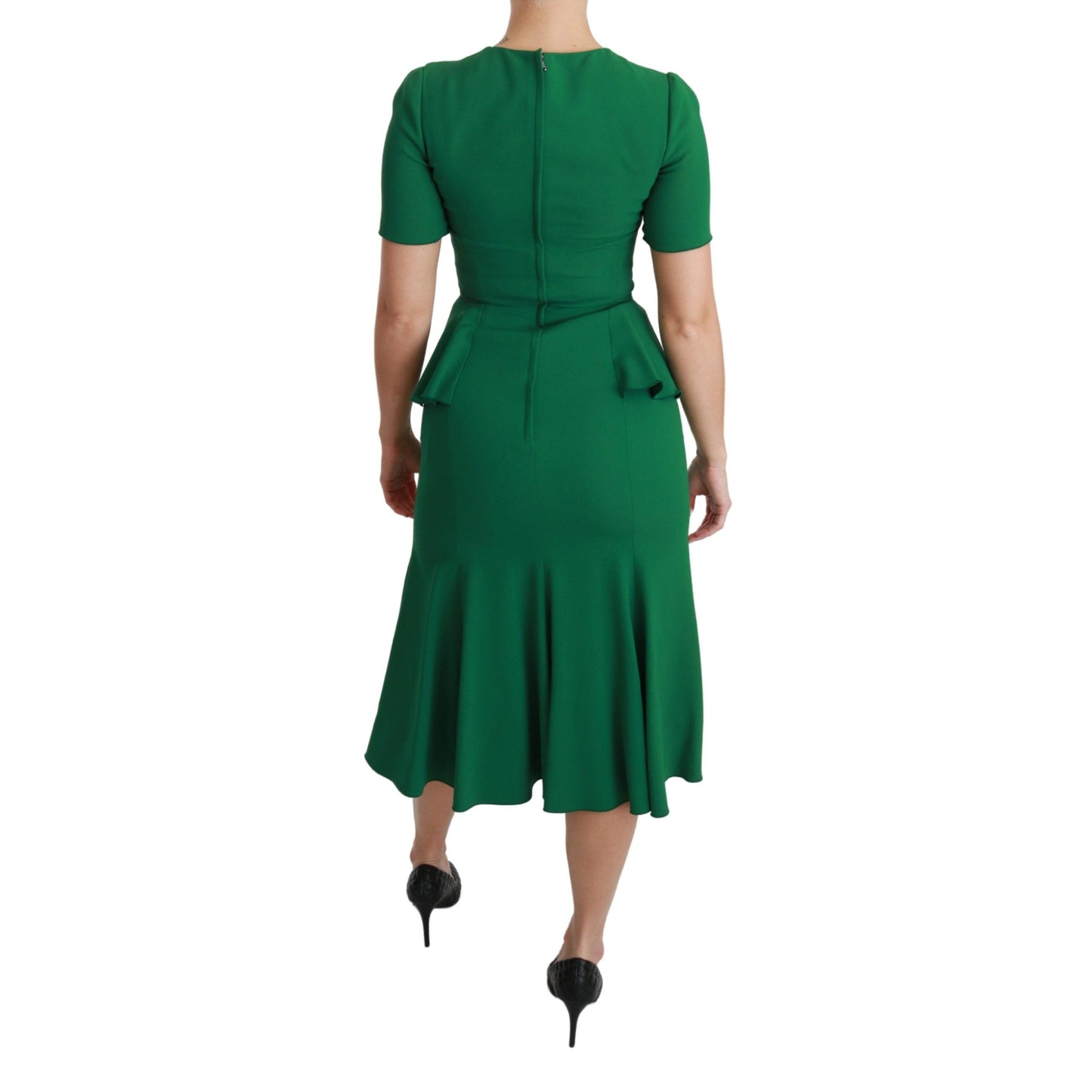 Green Heart Patch Mermaid Midi Viscose Dress