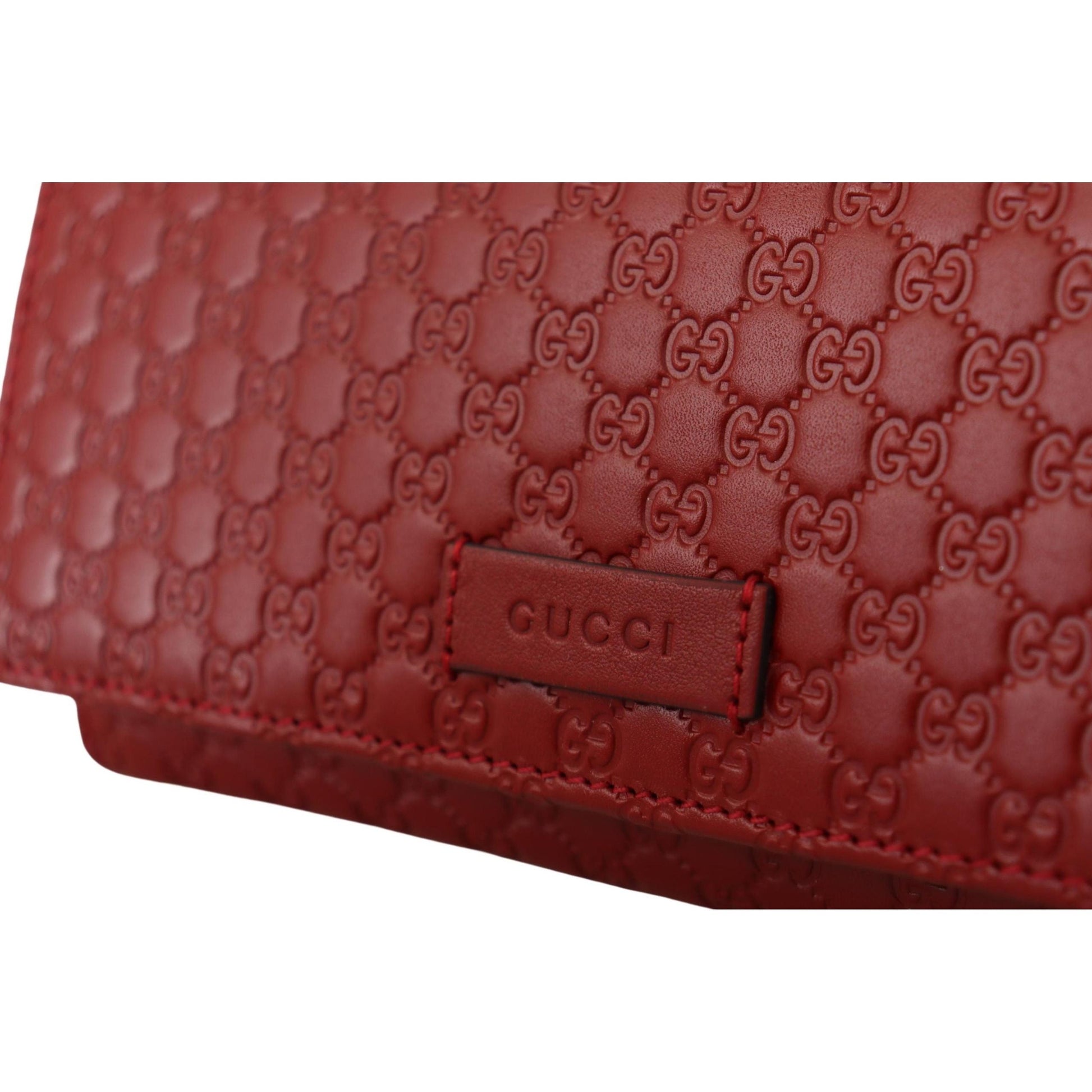Red Leather Micro Guccissima Long Wallet - coffeewithmee2