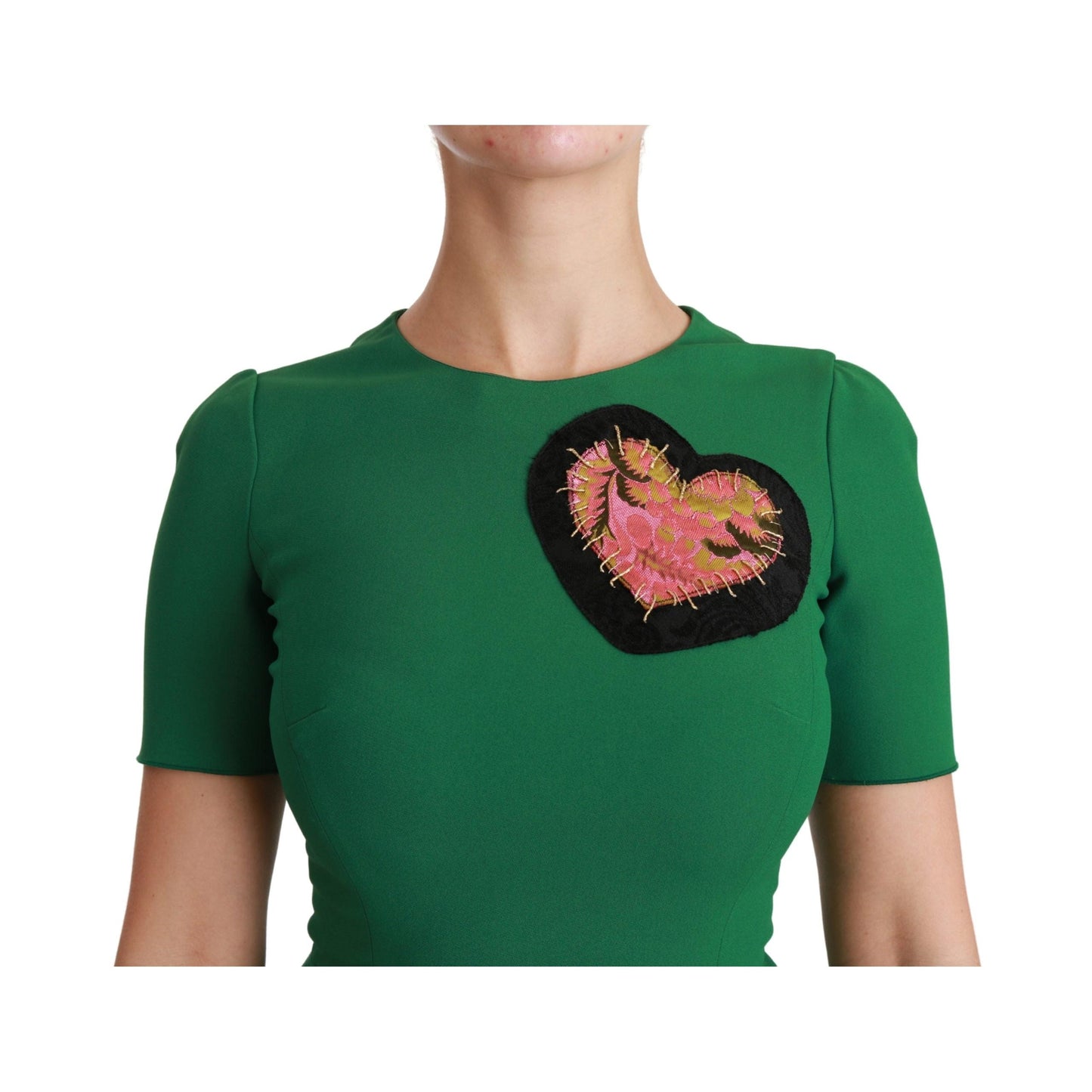 Green Heart Patch Mermaid Midi Viscose Dress