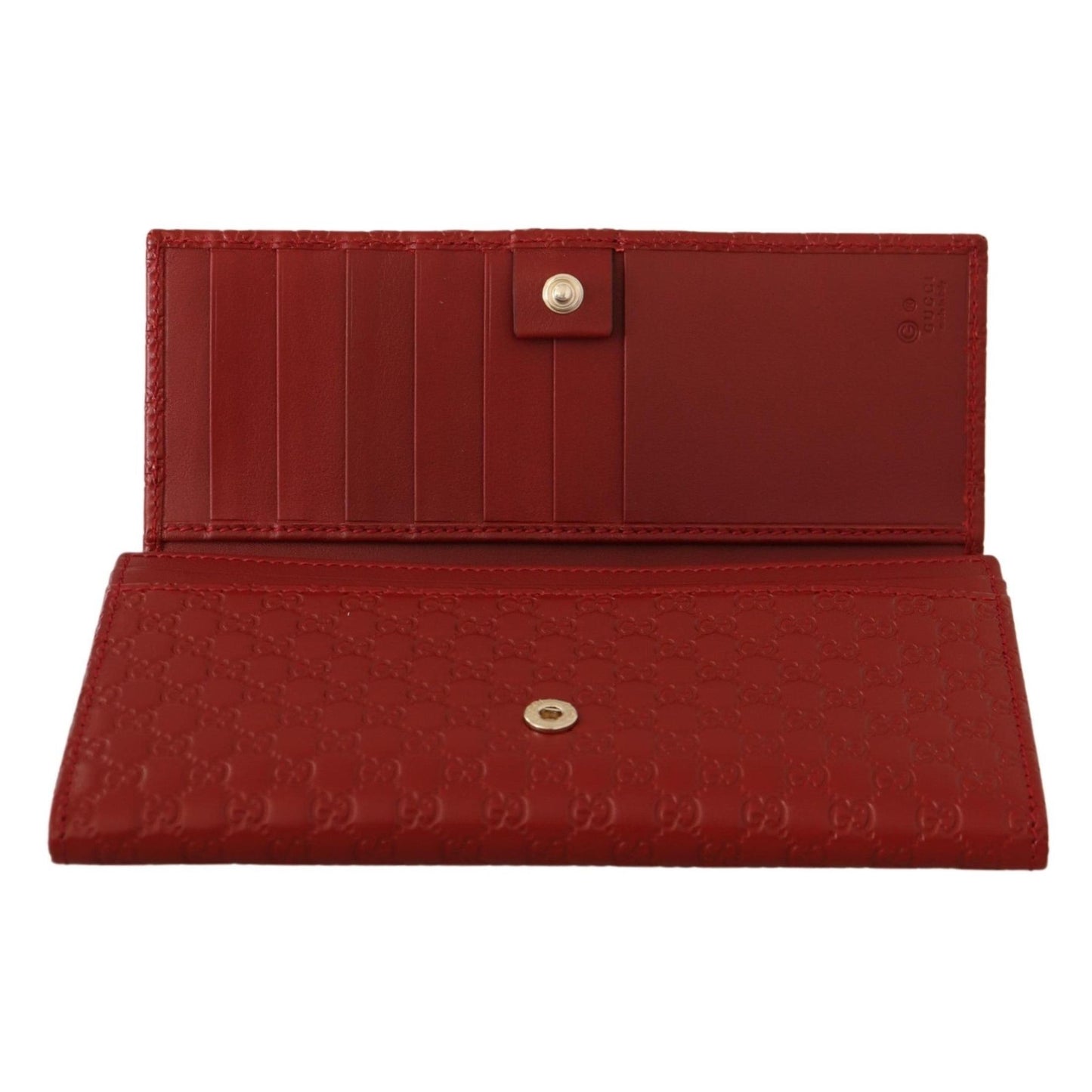 Red Leather Micro Guccissima Long Wallet - coffeewithmee2