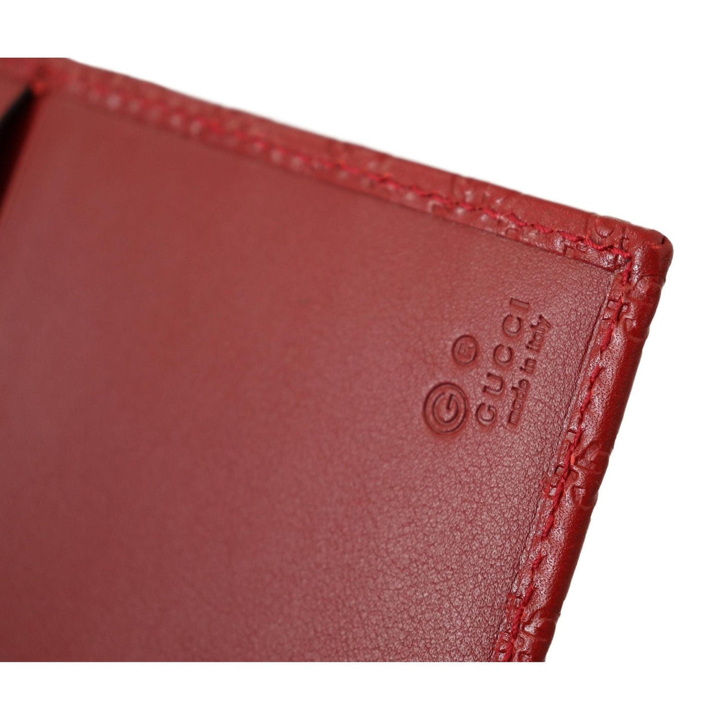 Red Leather Micro Guccissima Long Wallet - coffeewithmee2