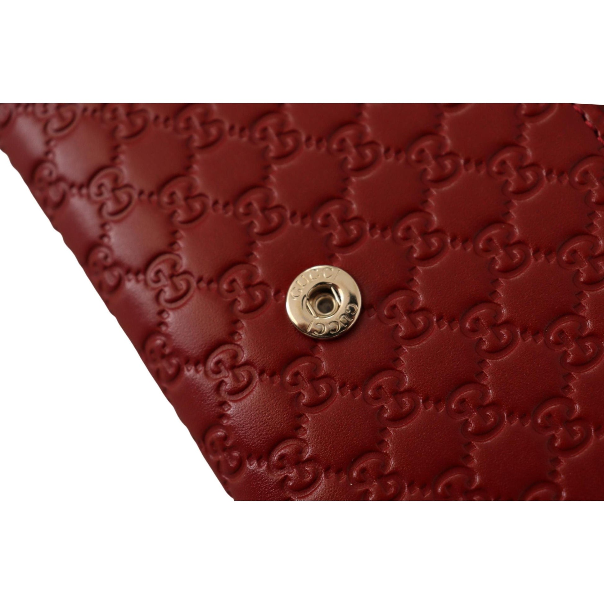 Red Leather Micro Guccissima Long Wallet - coffeewithmee2