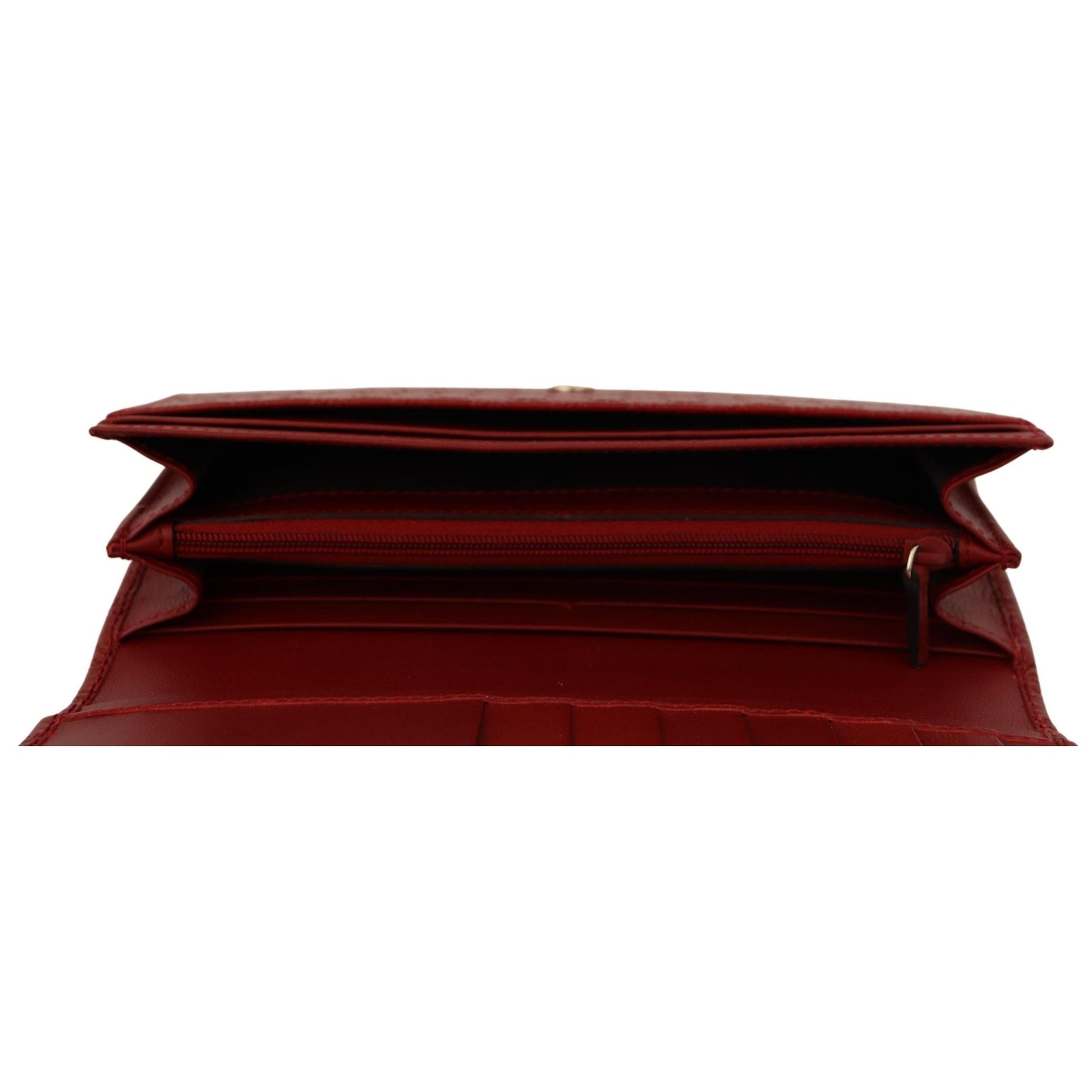 Red Leather Micro Guccissima Long Wallet - coffeewithmee2