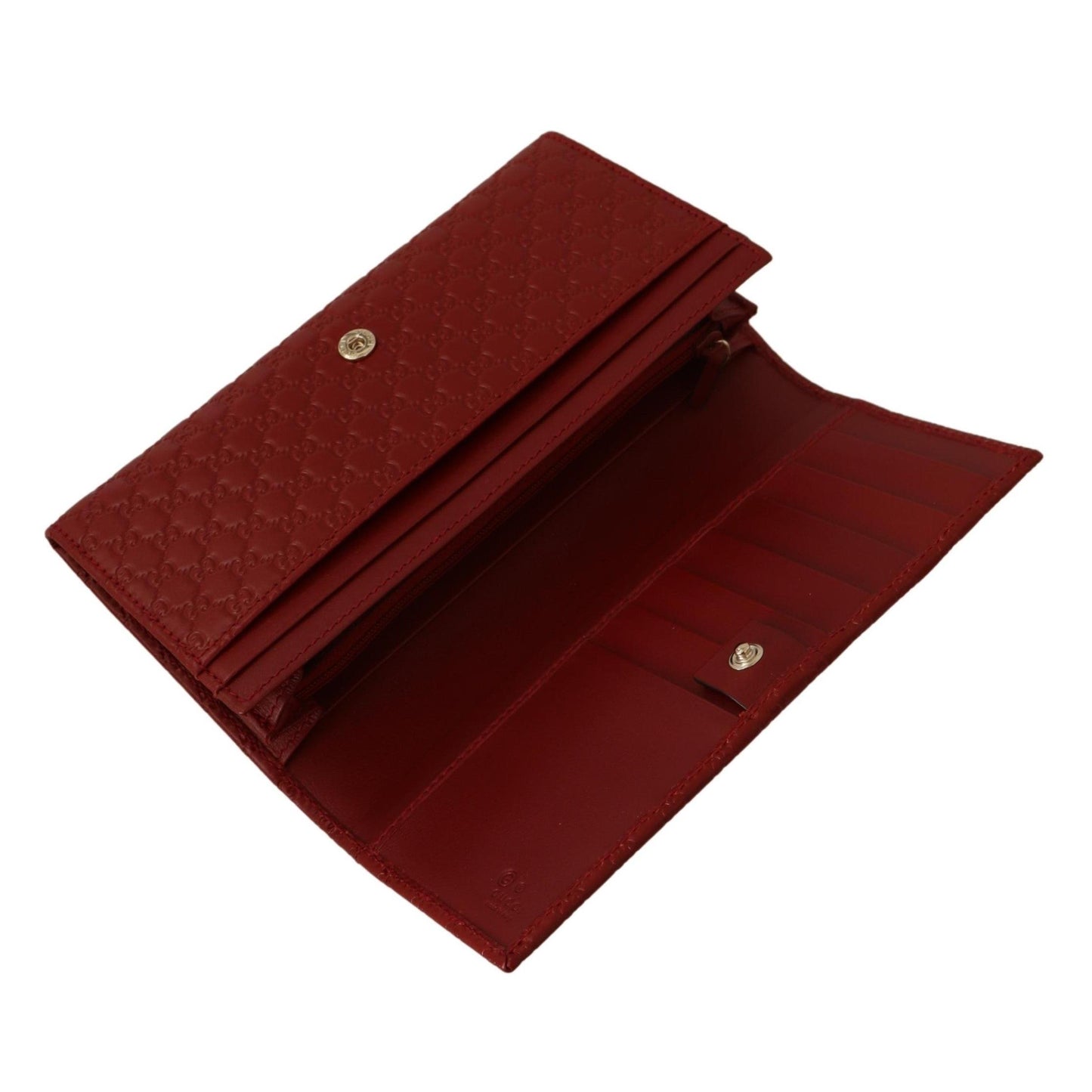 Red Leather Micro Guccissima Long Wallet - coffeewithmee2