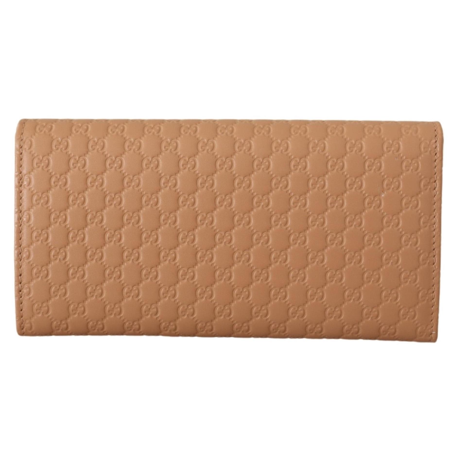 Brown Leather Micro Guccissima Long Wallet - coffeewithmee2