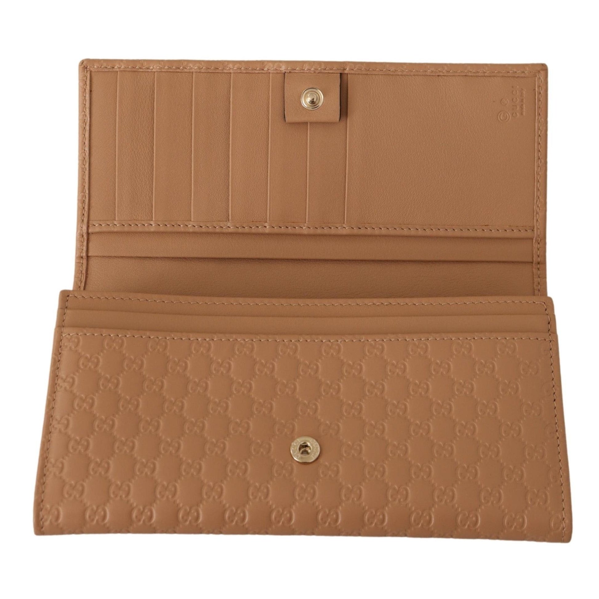 Brown Leather Micro Guccissima Long Wallet - coffeewithmee2