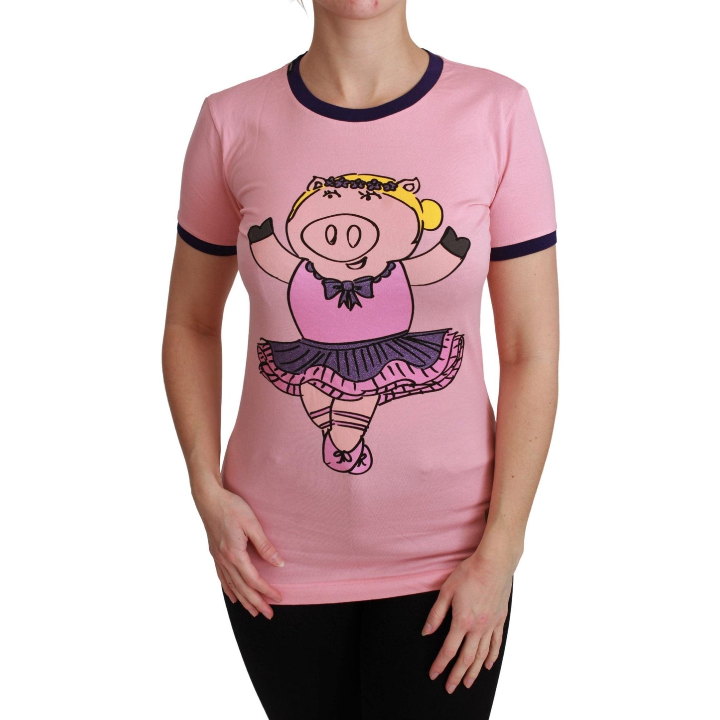 Pink YEAR OF THE PIG Top Cotton T-shirt