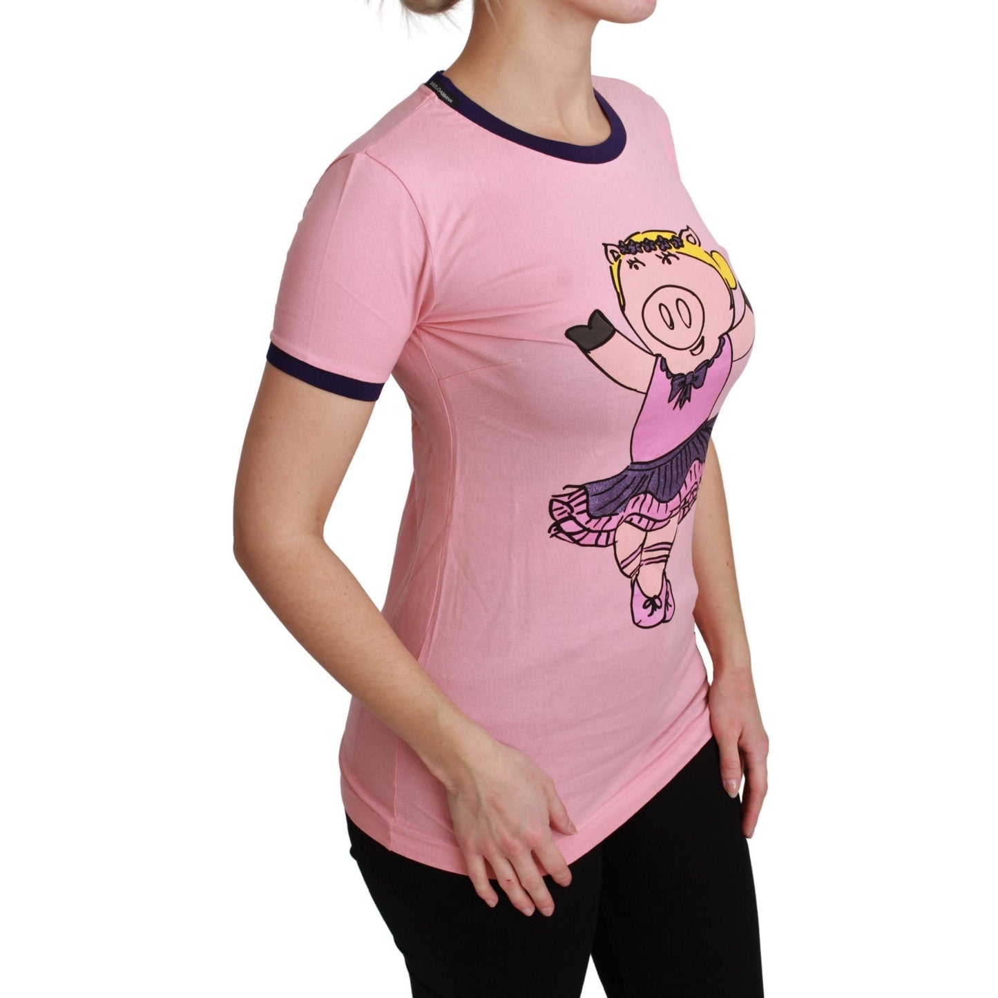 Pink YEAR OF THE PIG Top Cotton T-shirt
