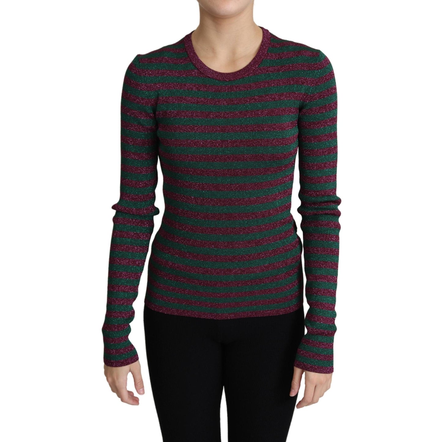 Multicolor Stripes Crew Neck Pullover Sweater