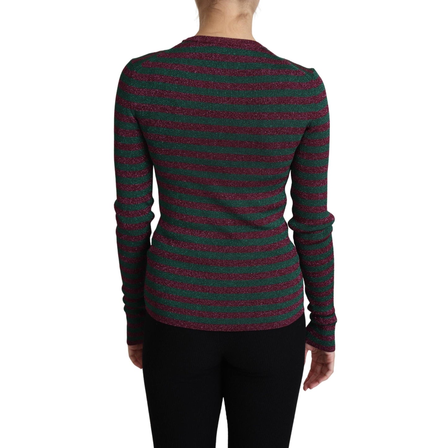 Multicolor Stripes Crew Neck Pullover Sweater