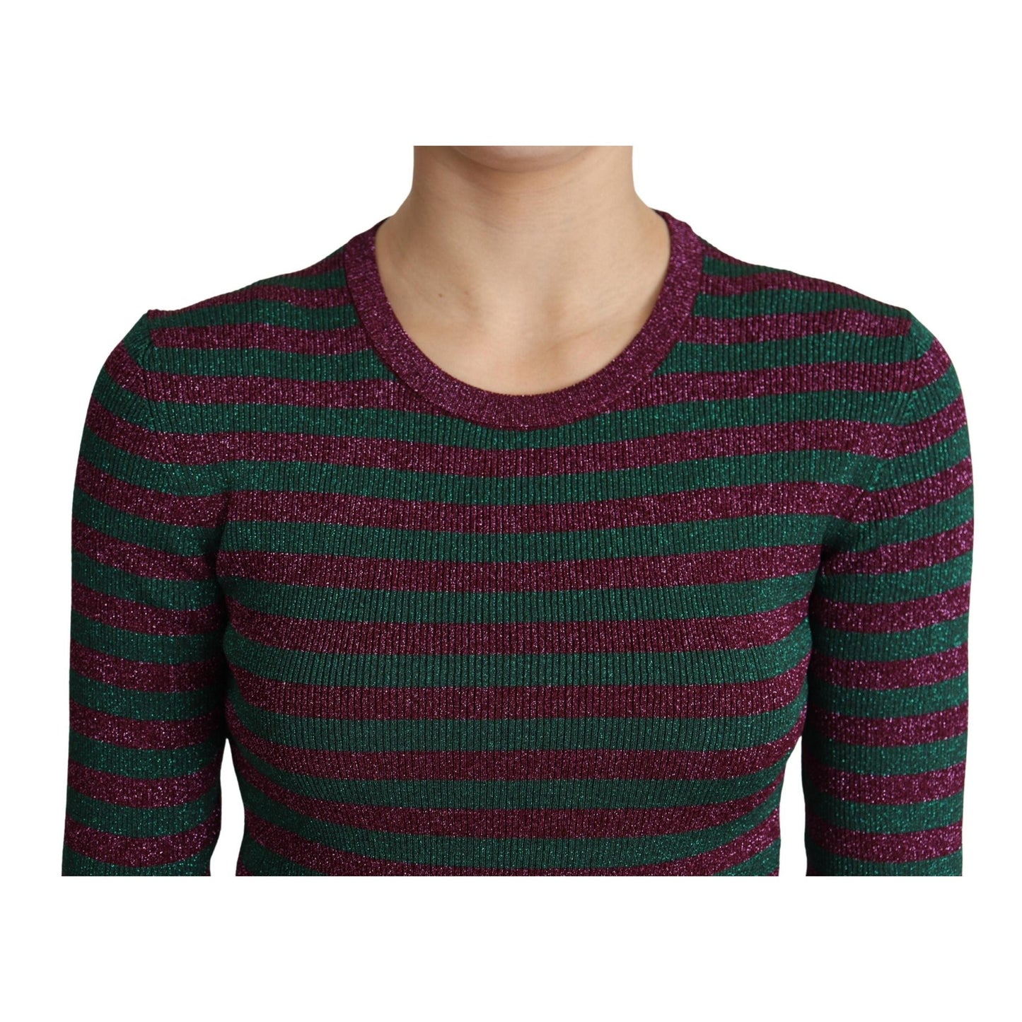 Multicolor Stripes Crew Neck Pullover Sweater