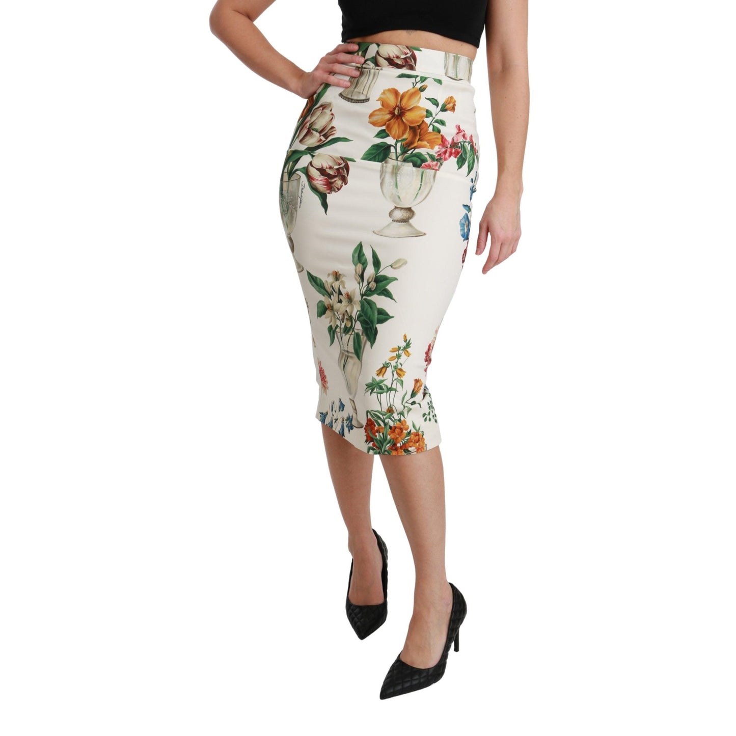 Multicolor Silk Stretch Flower Vase Skirt