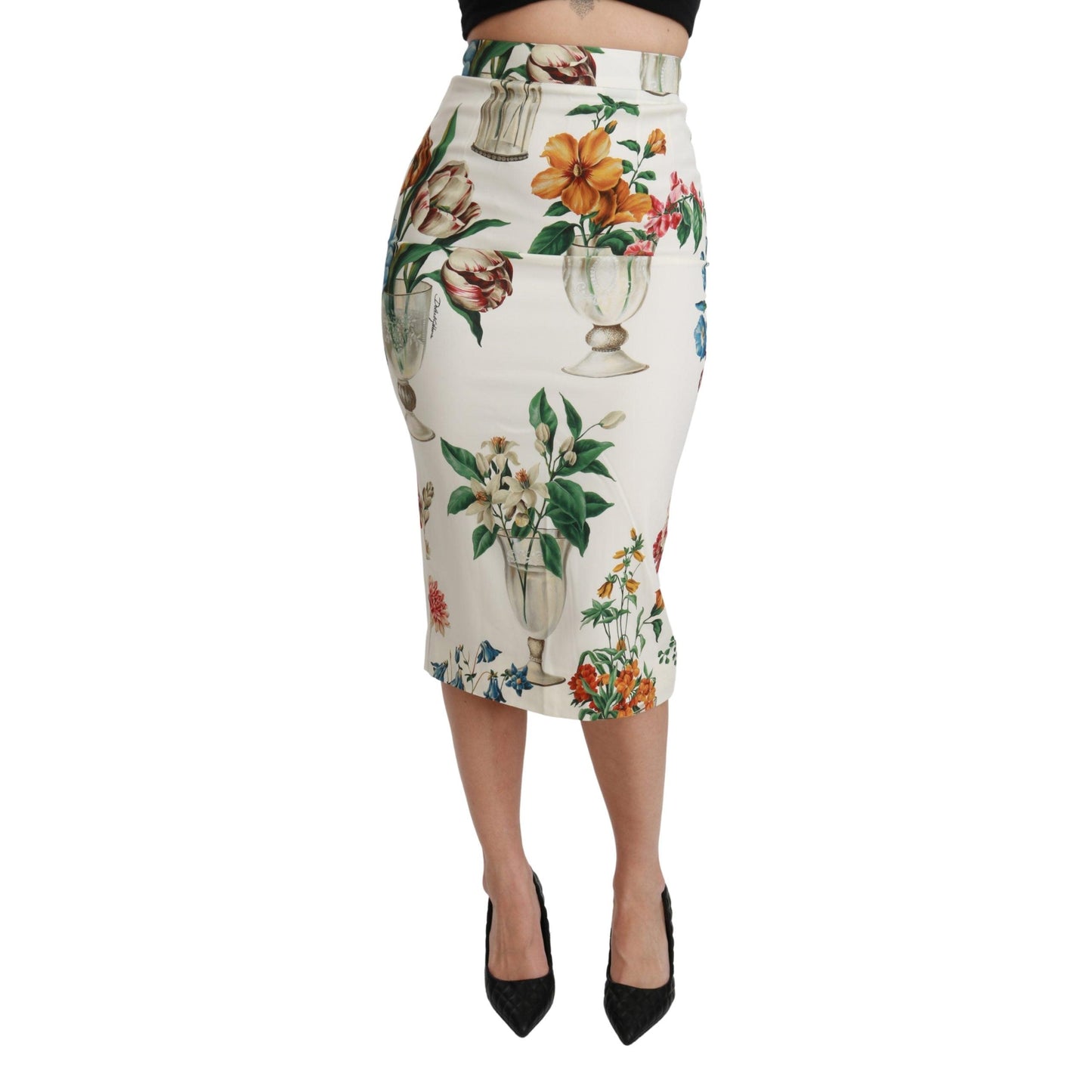 Multicolor Silk Stretch Flower Vase Skirt