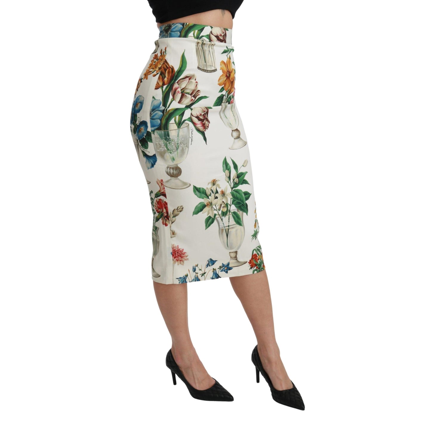 Multicolor Silk Stretch Flower Vase Skirt